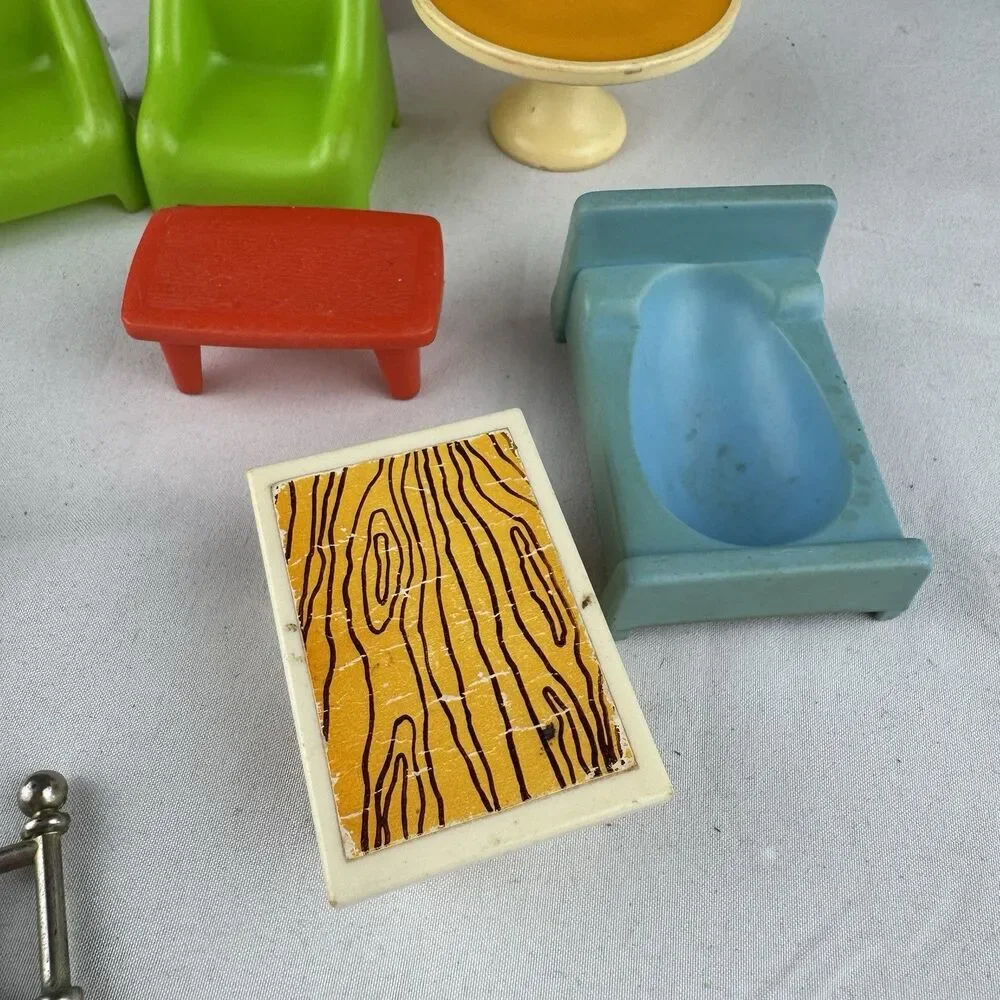 Fisher Price Vintage FP Lot w Secretary Rollaway Desk & Chair Dressers Table